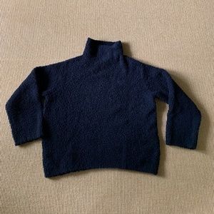 Vince Wool-blend Teddy Funnel-neck Navy Sweater S
